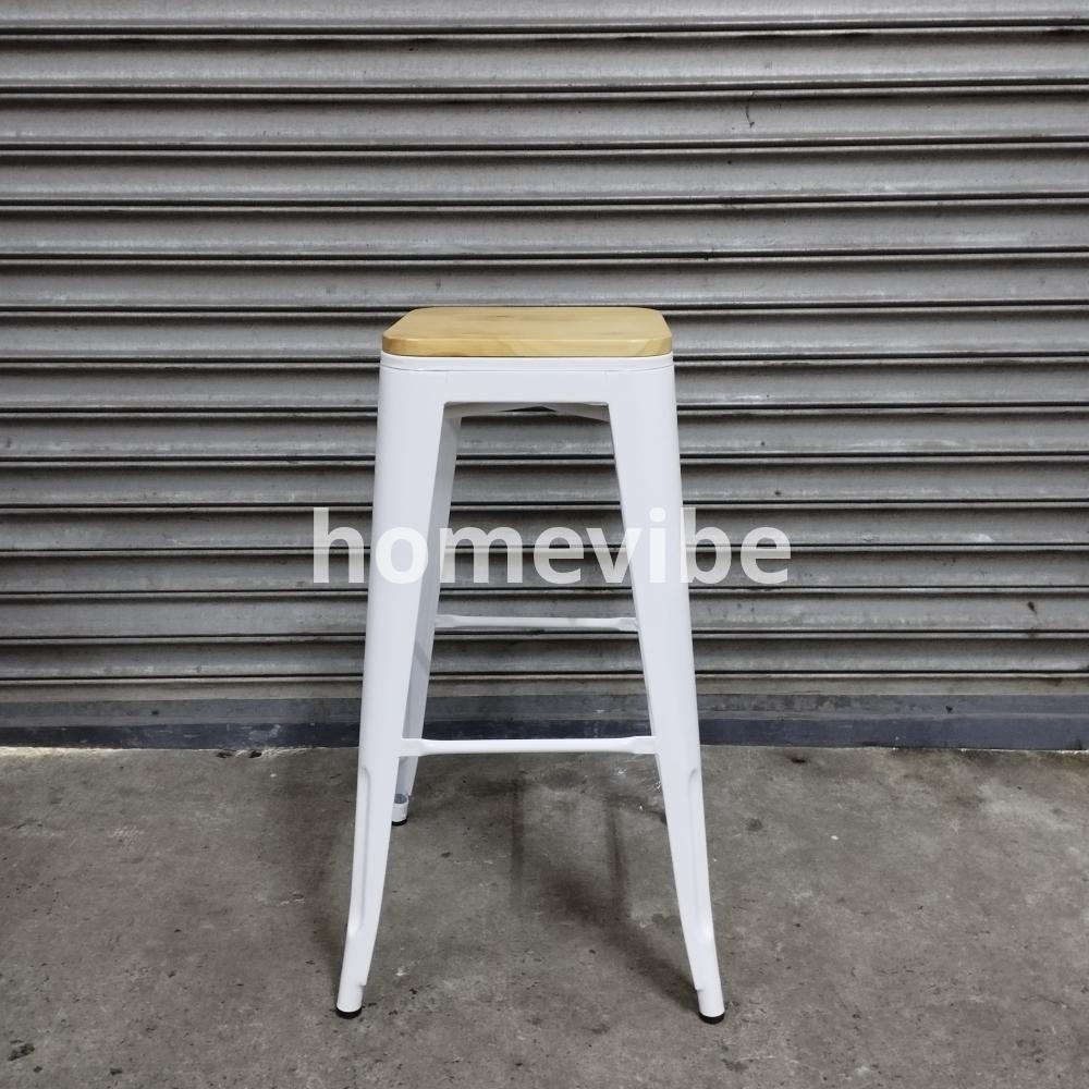 HV Larsen Tolix Barstool Wooden Seat