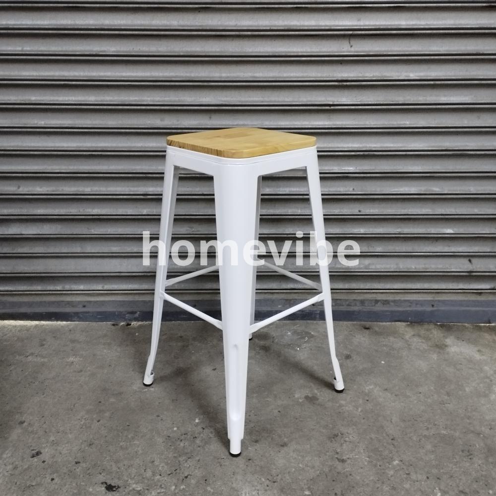 HV Larsen Tolix Barstool Wooden Seat