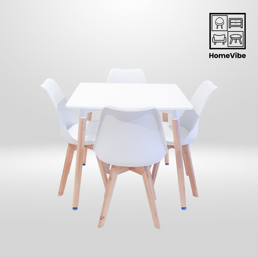 HV Viana Square Table + 4 Padded Chair Set | HomeVibe PH | Buy Online Furniture and Home Furnishings