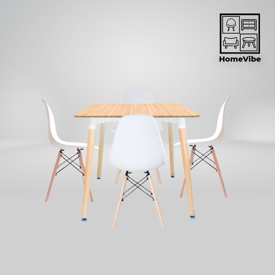 HV Viana Square Table + 4 Eames Chair Set | HomeVibe PH | Buy Online Furniture and Home Furnishings