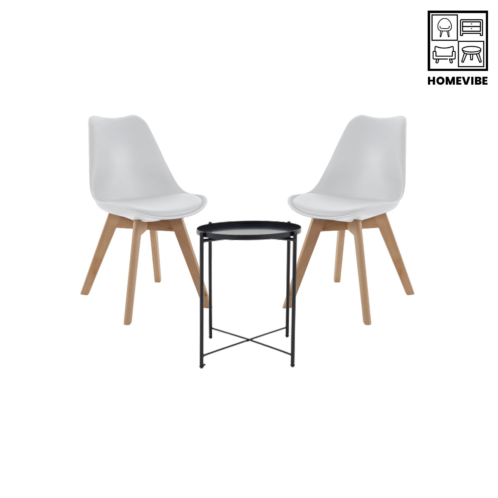 HV Cassie Steel Coffee Table + 2 Padded Chair Set | HomeVibe PH | Buy Online Furniture and Home Furnishings