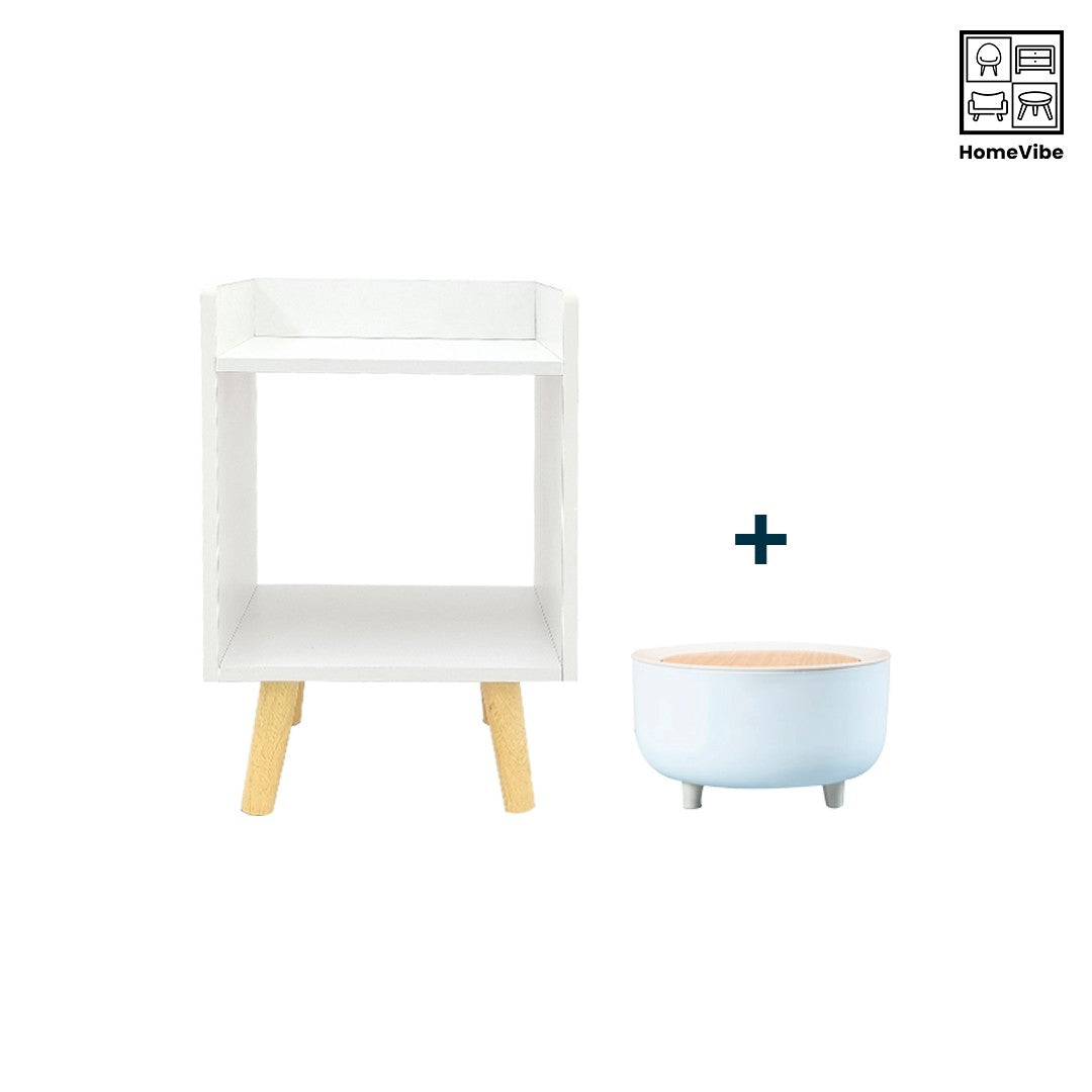 HV Zairene Bedside Table + Minimalist Small Trashbin