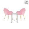HV Cassie Steel Coffee Table + 2 Velvet Chair Set
