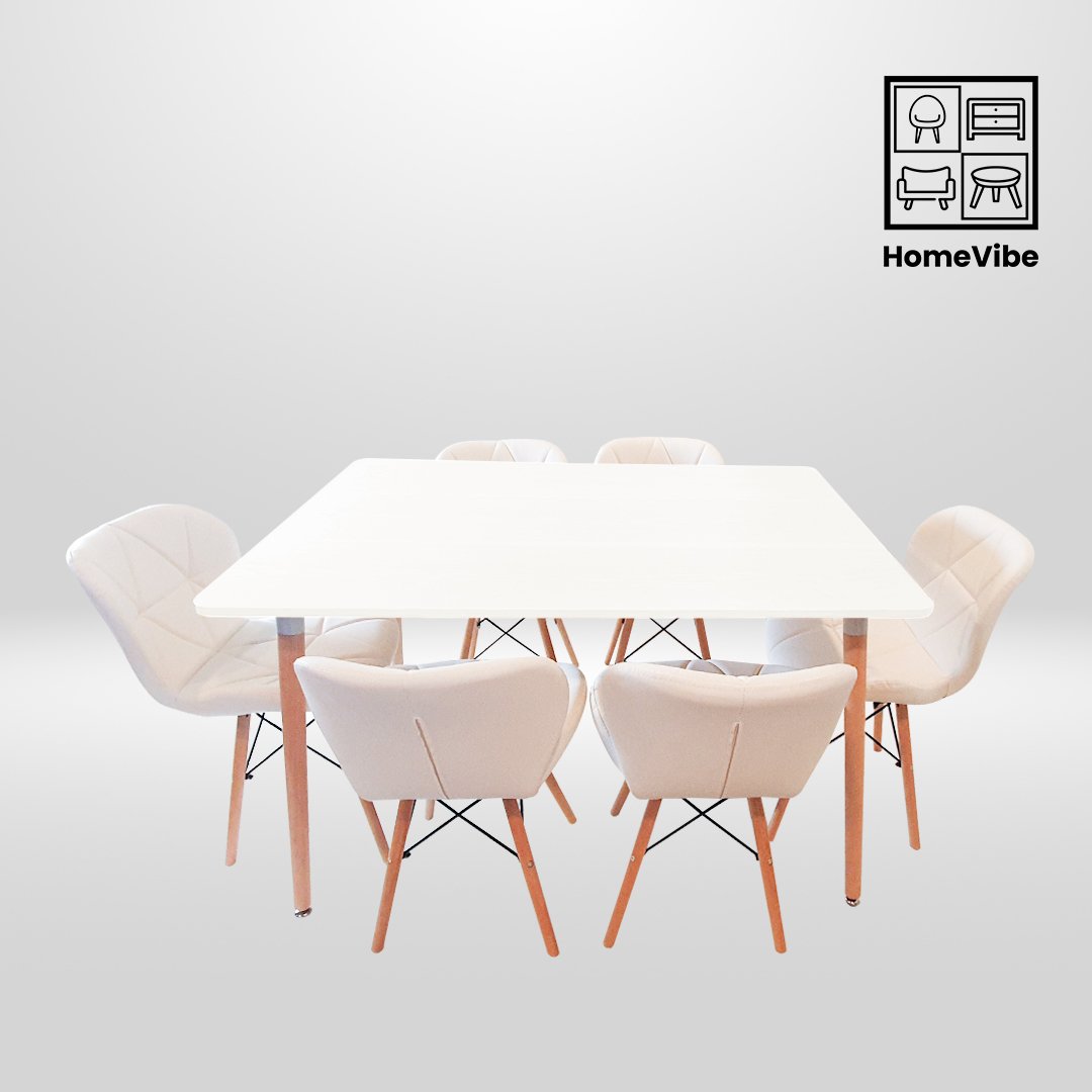 HV Soren Rectangle Table + 6 Butterfly Chair Set | HomeVibe PH | Buy Online Furniture and Home Furnishings